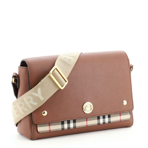 burberry note medium leather & vintage check crossbody bag|burberry for women notes.